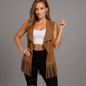 open front western fringed jacket